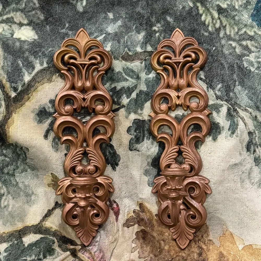 SCONCE Set (2) Burwood Homco Wall Hanging Candle Holders Ornate